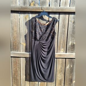 Dress Barn Signature Sadie Little Black Dress Womens 10 Petite Beaded Sheer Sexy